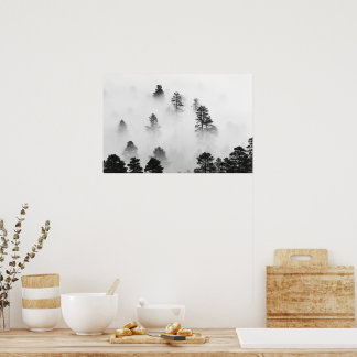 Winterlandschaft Schwarz-Weiß-Fotografie Poster