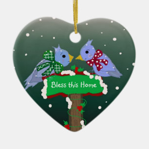 Winterlandschaft - segne diese Zuhause Keramik Ornament