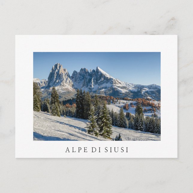 Winterlandschaft Seiser Alm weiße Postkarte (Vorderseite)