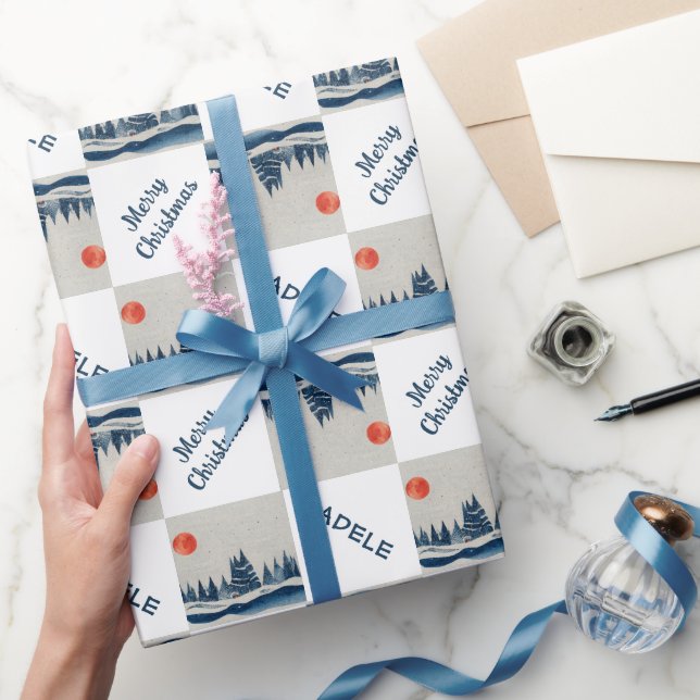 Winterlandschaft Snowy Forest Moon Weihnachten Geschenkpapier (Schenken)