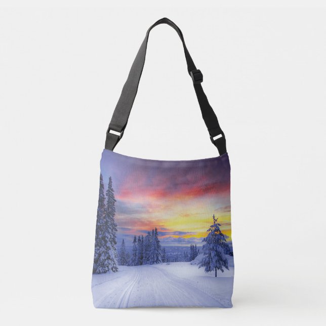 Winterlandschaft Tragetaschen Mit Langen Trägern (Vorderseite)