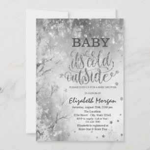 Winterlandschaft Tree Gray Baby Dusche Einladung