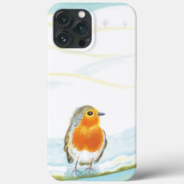 Winterlandschaft und Roter Robin Case-Mate iPhone Hülle (Rückseite)
