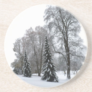 Winterlandschaft Untersetzer Schneebedecktes Waldg
