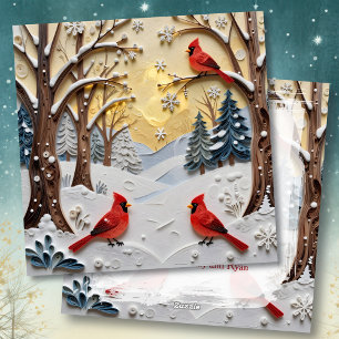Winterlandschaft   Verzauberter Wald und Kardinale Feiertagskarte