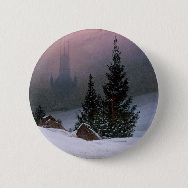 Winterlandschaft (von Caspar David Friedrich) Button (Vorderseite)