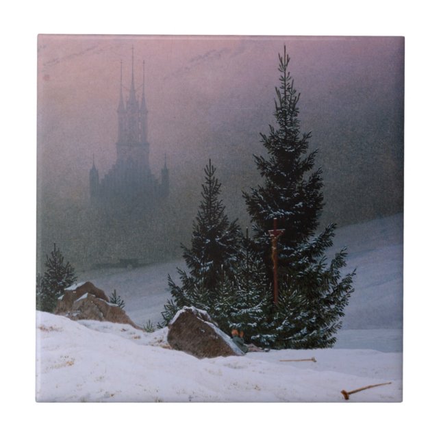 Winterlandschaft (von Caspar David Friedrich) Fliese (Vorderseite)