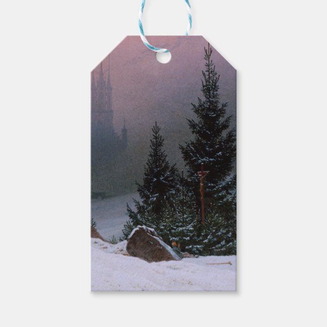 Winterlandschaft (von Caspar David Friedrich) Geschenkanhänger (Vorderseite)