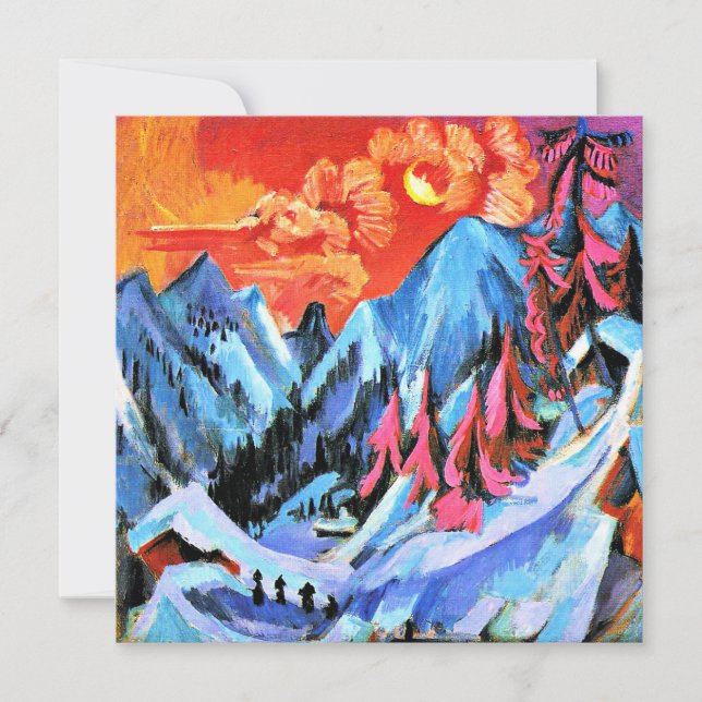 Winterlandschaft von Ernst Kirchner im Mondschein Karte (Vorderseite)
