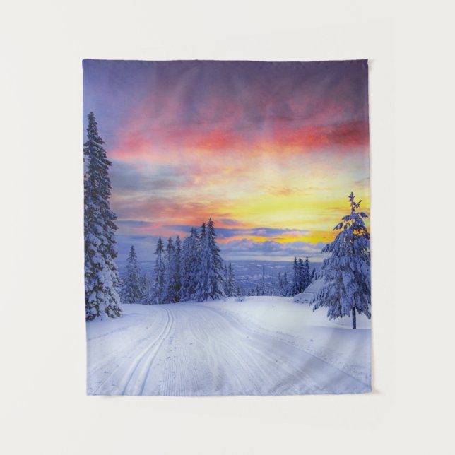 Winterlandschaft Wandteppich (Vorderseite)