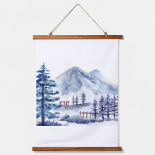 Winterlandschaft Wandteppich Mit Holzrahmen