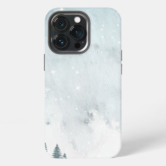 Winterlandschaft Wasserfarbe iPhone Hülle (Hinten)