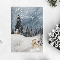 Winterlandschaft Watercolor Holiday Wolf