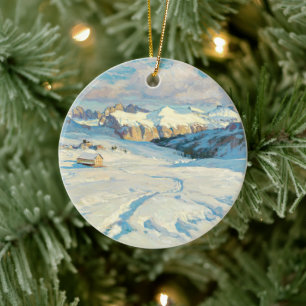 Winterlandschaft, Weihnachtsbaum Keramik Ornament