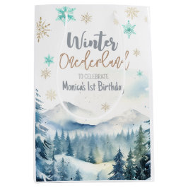 Winterlandschaft wunderbarer Geburtstag Mittlere Geschenktüte