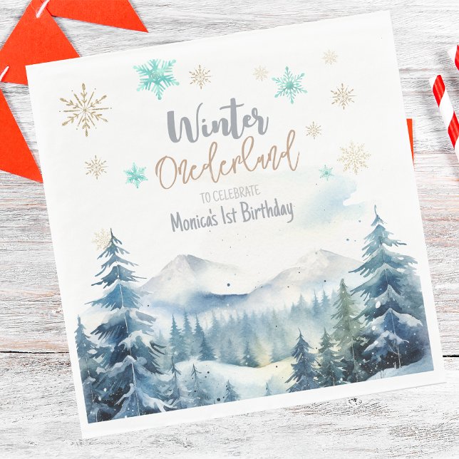Winterlandschaft wunderbarer Geburtstag Serviette (Von Creator hochgeladen)