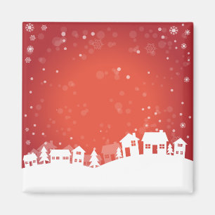 Winterlandschaftshäuser - Hintergrund Postkarte Magnet