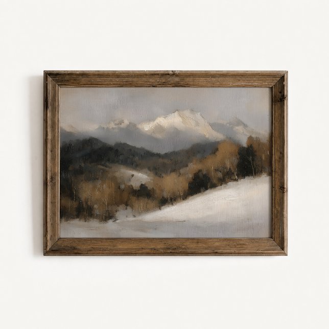 Winterlandschaftsposter mit Berggipfeln Poster (Winter Mountain Peaks Wall Art Poster - close-up view (frame/decor not included))