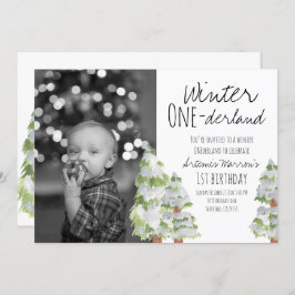 Winterlandwald 1. Geburtstag Party laden Einladung