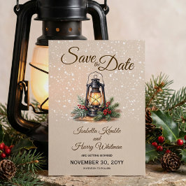 Winterlaterne Rustikale Schneefoto Save The Date