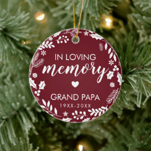 Winterlaub In Loving Memory Gedenkfoto Rot Keramik Ornament