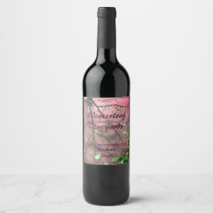 "Winterleaf" Rosa Oben, Set von 6 Weinetiketten Weinetikett