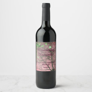 "Winterleaf" Rosa Unterseite, Set von 6 Weinetiket Weinetikett