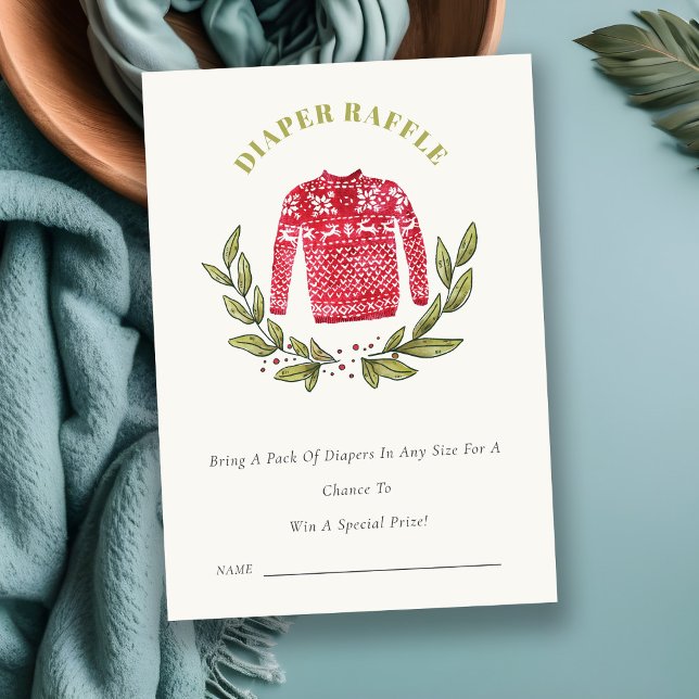 Winterleaf Ugly Sweater Diaper Raffle Baby Dusche Begleitkarte (Von Creator hochgeladen)