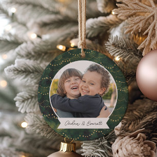Winterleuchten Doppelseitiges Personalisiertes Fot Keramik Ornament
