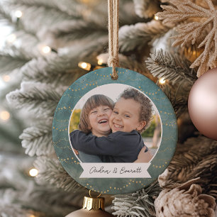 Winterleuchten Doppelseitiges Personalisiertes Fot Keramik Ornament