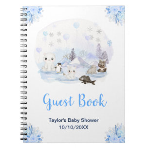 Winterliche Arktische Tiere Baby Shower Gästebuch Notizblock