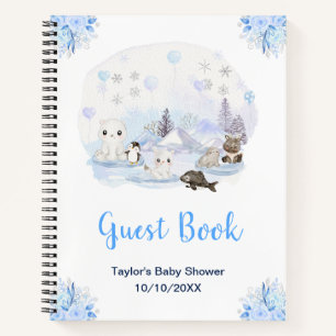 Winterliche Arktische Tiere Baby Shower Gästebuch Notizbuch