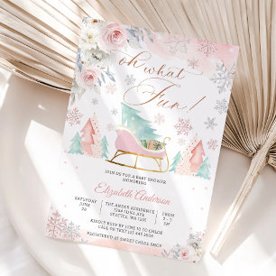 Winterliche Baby Shower Einladung mit Blumenmotiv
