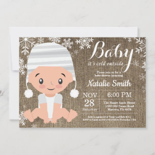 Winterliche Babyparty-Einladung auf Jute Einladung