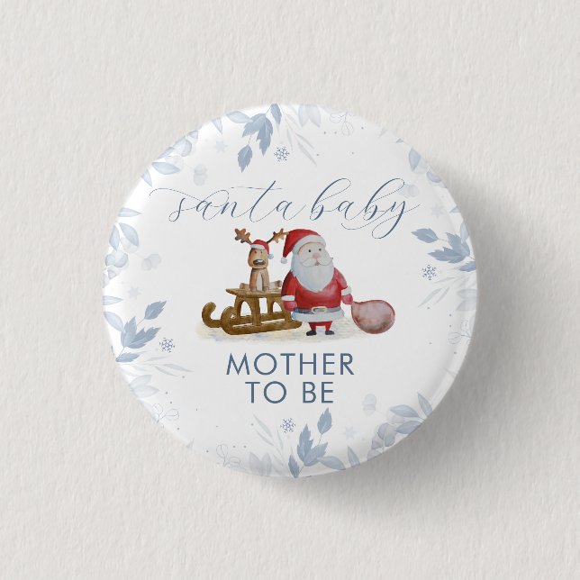 Winterliche Babyparty für werdende Mutter Sleigh S Button (Vorderseite)