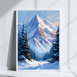 Winterliche Berglandschaft Aquarellmalerei Poster