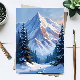 Winterliche Berglandschaft Aquarellmalerei Postkarte