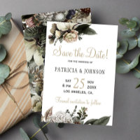 Winterliche Blume - elegante Save the Date Hochzei