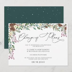 Winterliche Blumen   Aufgeschobene Hochzeitsanzeig Einladung