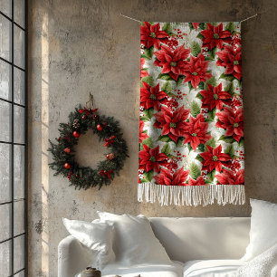 Winterliche Blumen-Decke Roter Weihnachtsstern Hom Fleecedecke