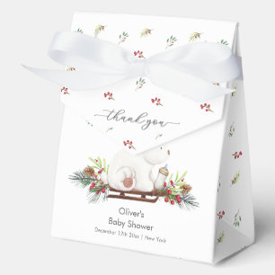 Winterliche Blumen-Schlitten-Eisbär-Baby-Party  Geschenkschachtel
