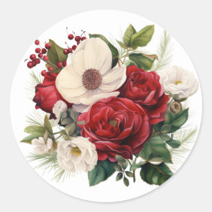 Winterliche Blumenstrauß-Aufkleber Runder Aufkleber