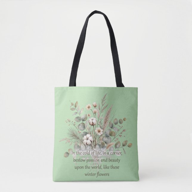 Winterliche botanische Aquarellmalerei | Baumwolle (Vorderseite)