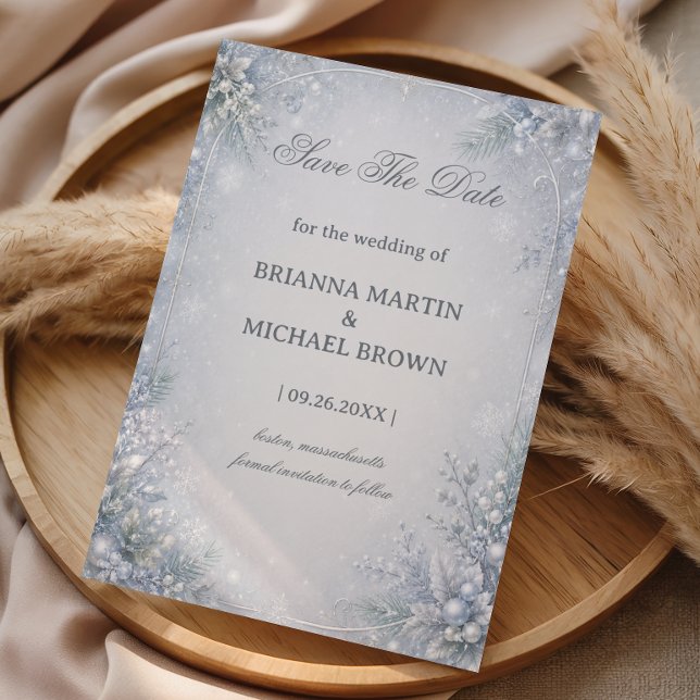 Winterliche Botanische Feier-Style mit Frost Save The Date (Von Creator hochgeladen)