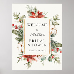 Winterliche Brautparty Evergreen Poinsettia Willko Poster