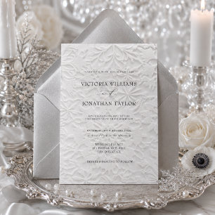 Winterliche elegante weiße Hochzeitseinladung Einladung
