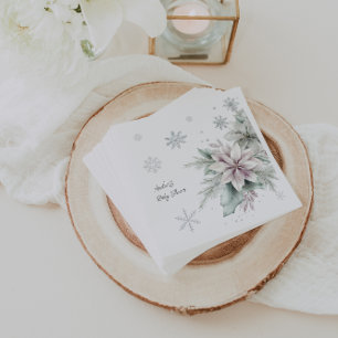 Winterliche Florale Babyparty Serviette