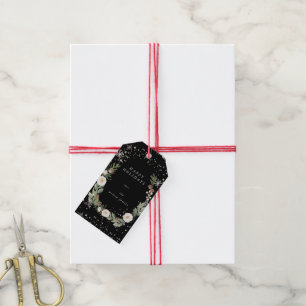 Winterliche Florale Gold-Feiertags-Monogramm-Gesch Geschenkanhänger