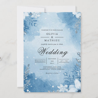 Winterliche Florale Hochzeit im Frost-Stil Einladung