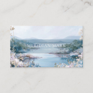 Winterliche Flusslandschaft Gold Blumen Elegant Visitenkarte